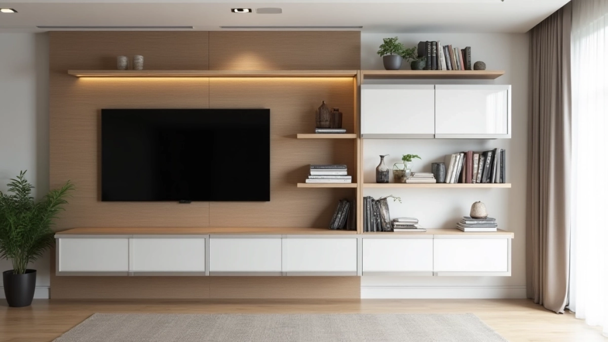 zabudowa ściany w salonie